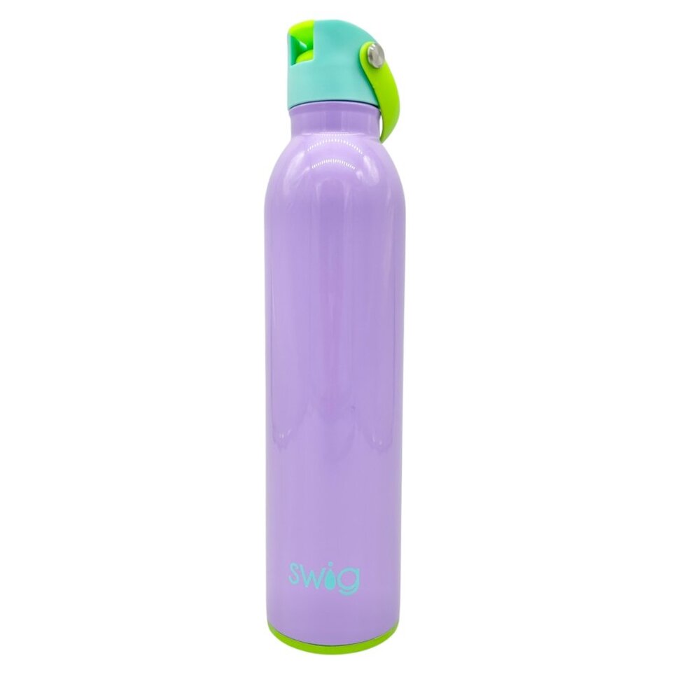 Swig 26 Oz Purple Stainless Steel Water Bottle Green Flip Straw Lid Carry Handle